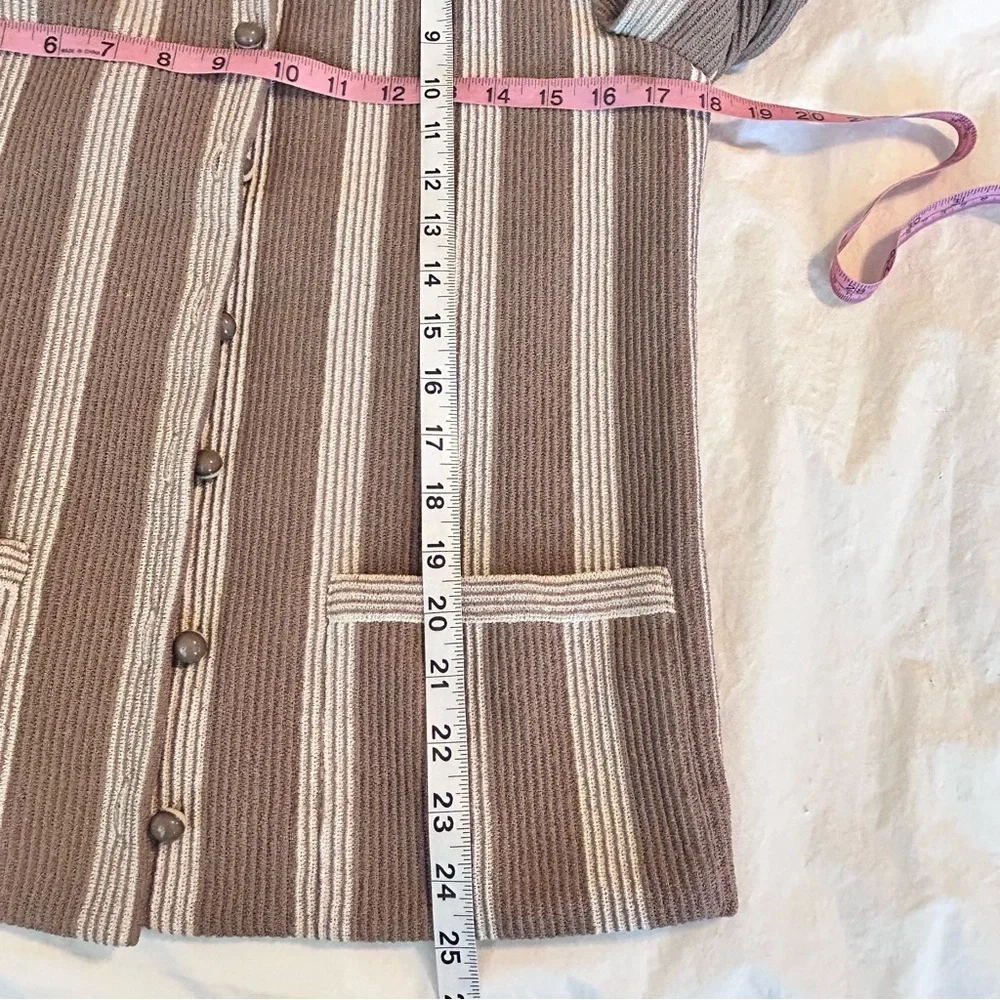 Castleberry Vintage Blazer Jacket Size M Taupe Ivory Stripe Texture Stretch Knit